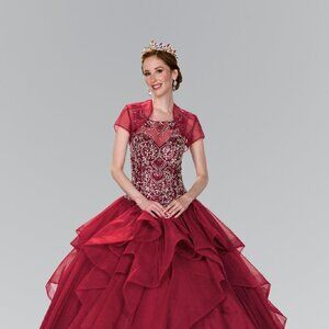 NEW FLOORLENGTH SLEEVELESS TULLE BALL GOWN EMBROIDERED WITH RHINESTONES GL2378